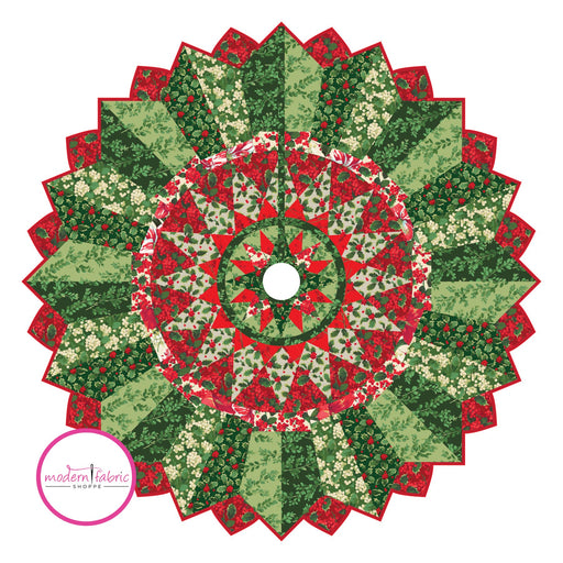 PRE-ORDER Winter Wreath Tree Skirt featuring Winterberry by Martha Negley- June 2024 - Modern Fabric Shoppe