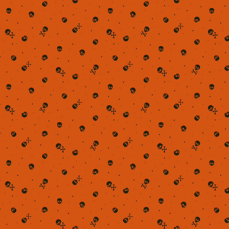 PRE-Order Enchanter by Libs Elliott- Skulls A-10781-O Flame- Half Yard- April 2027