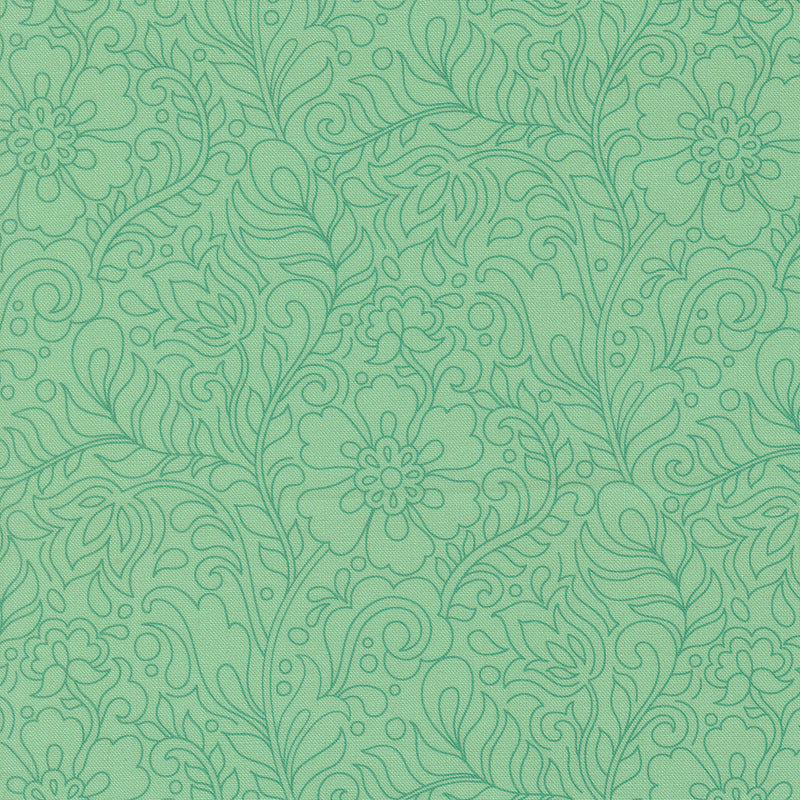 PRE-Order Tilbury Garden by Crystal Manning- Aqua 11997 25- Half Yard- March 2027