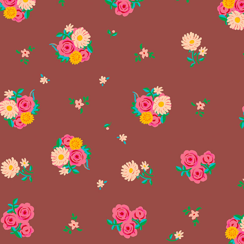 PRE-Order Heather Ross- Boat Race- Denyse Floral 55606D-6 Brown- Half Yard- May 2027