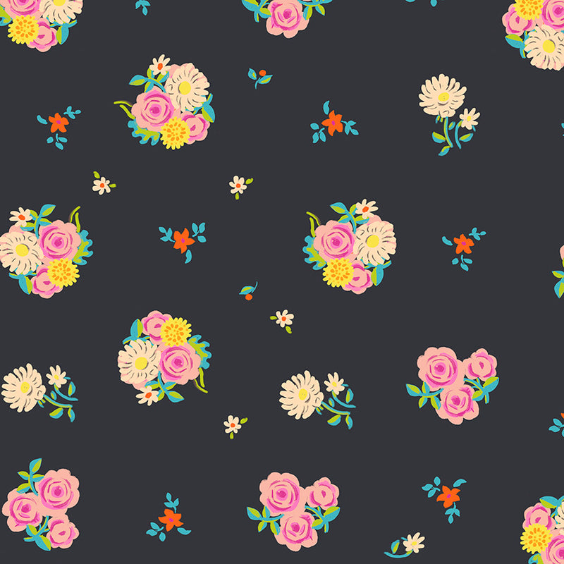 PRE-Order Heather Ross- Boat Race- Denyse Floral 55606D-8 Soot- Half Yard- May 2027