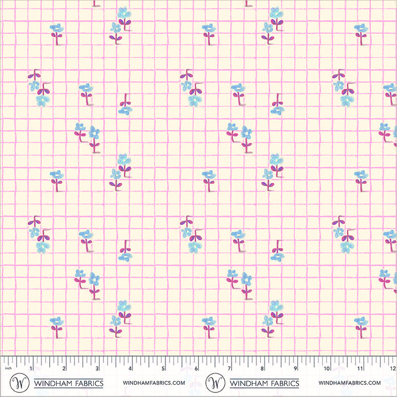 PRE-Order Heather Ross- Boat Race- Trellis 55609D-20 Hot Pink- Half Yard- May 2027