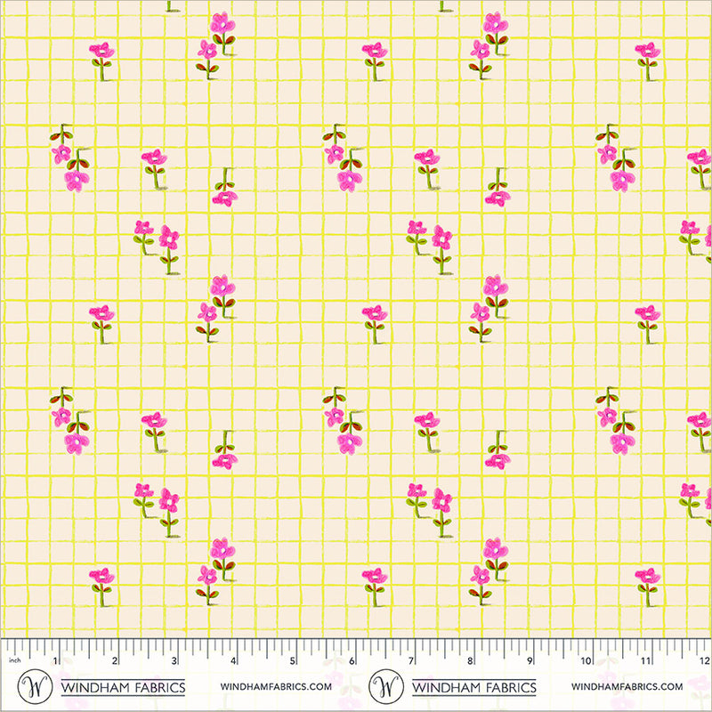 PRE-Order Heather Ross- Boat Race- Trellis 55609D-21 Yellow- Half Yard- May 2027