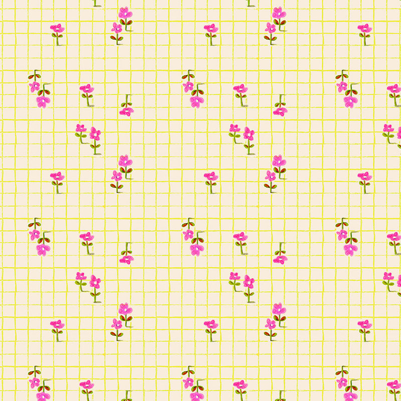 PRE-Order Heather Ross- Boat Race- Trellis 55609D-21 Yellow- Half Yard- May 2027