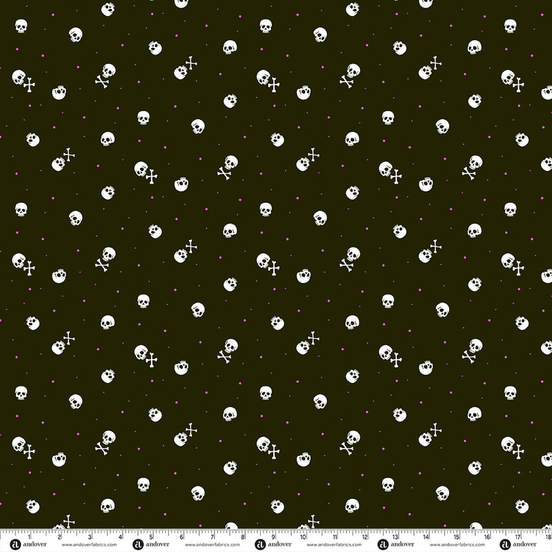 PRE-Order Enchanter by Libs Elliott- Skulls A-10781-K Raven- Half Yard- April 2027