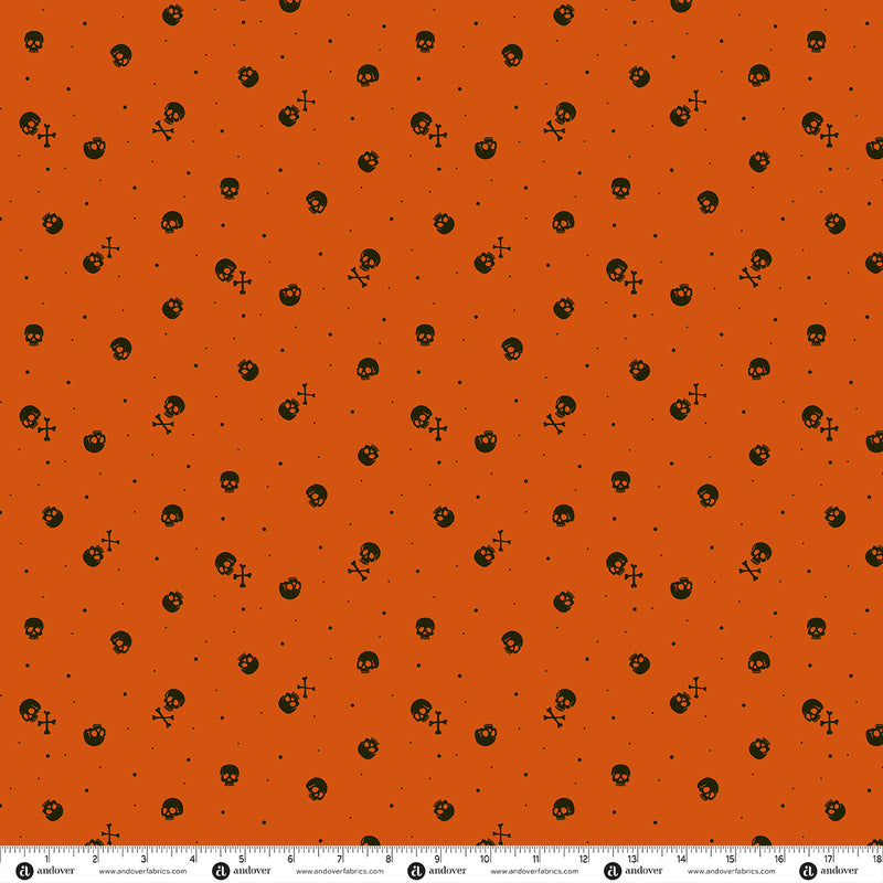 PRE-Order Enchanter by Libs Elliott- Skulls A-10781-O Flame- Half Yard- April 2027