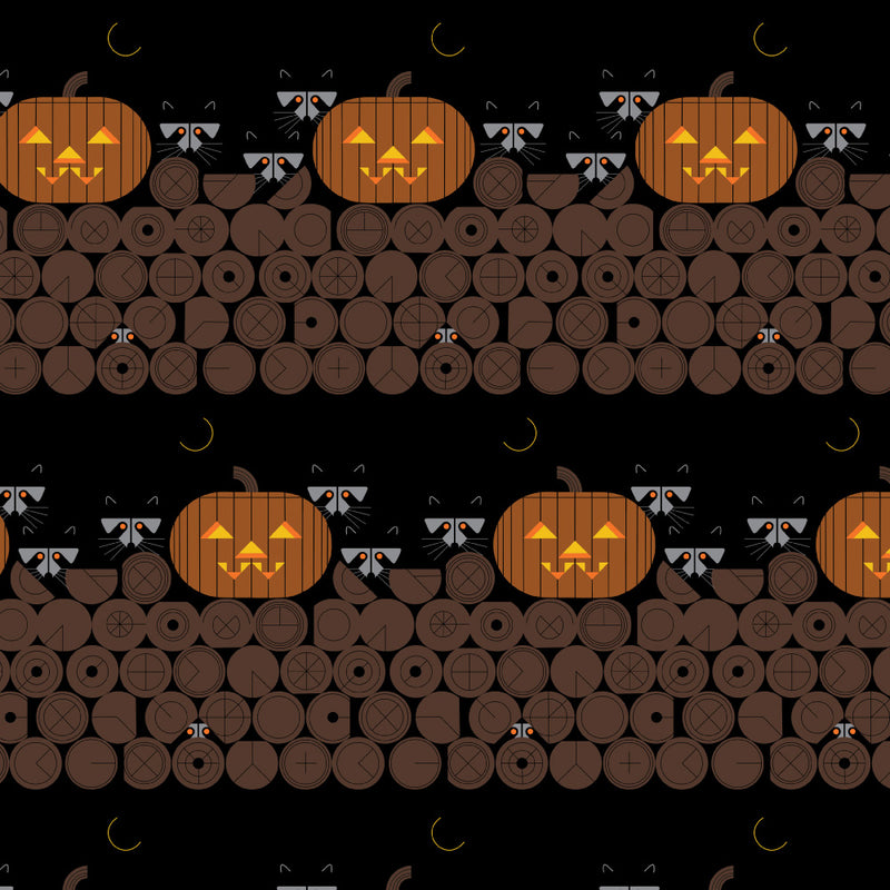 Harvest Vol. 3 by Charley Harper- Pumpkin Racoon CH-420 Half Yard- January 2025