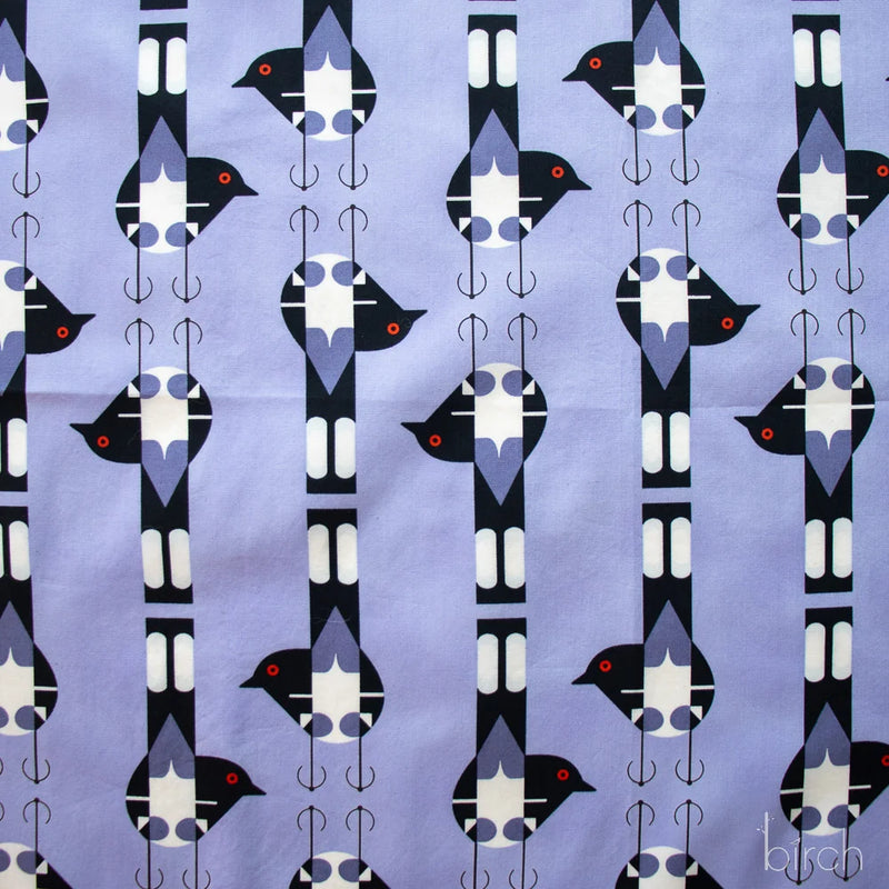 Woodland Wonders by Charley Harper- Spotted Tail Blackbird CH-464 Lavender Half Yard- August 2026