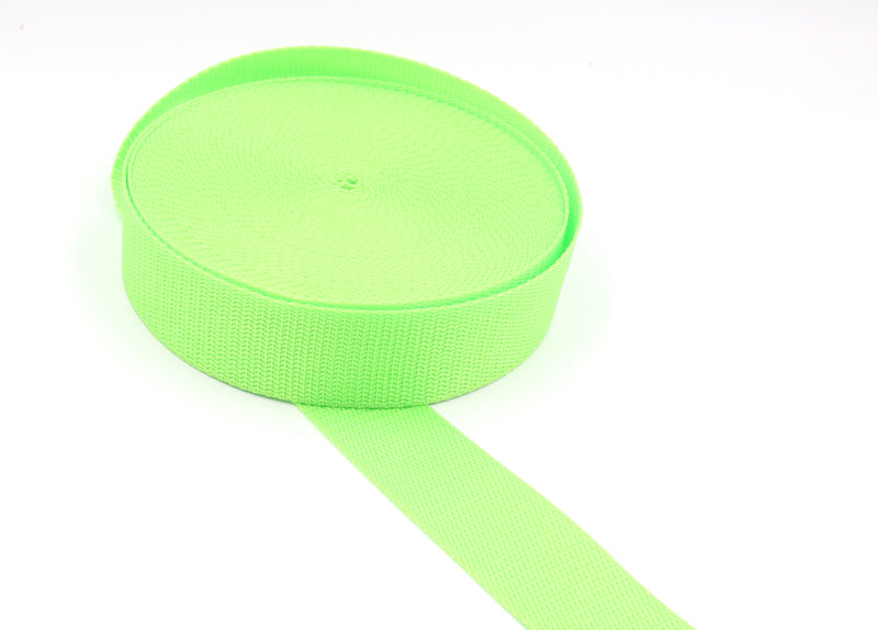 Neon Lime Green Polypropylene 1.5 inch (38mm) width Webbing- by the yard