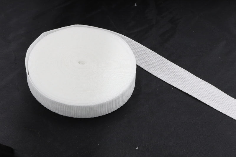 White Green Polypropylene 1 inch (25mm) width Webbing- by the yard