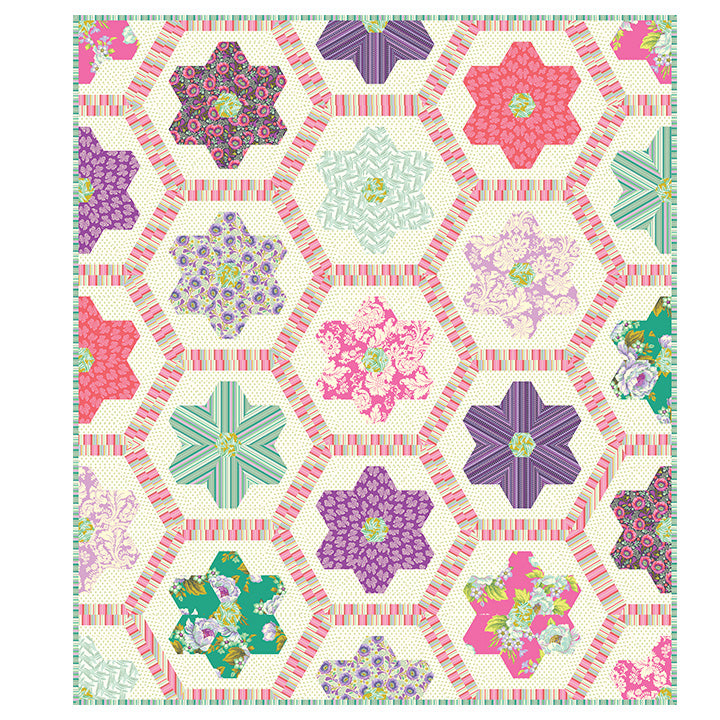 PRE-ORDER Heather Bailey - Garden Hive Quilt Kit- featuring Under a Firefly Moon- April 2027