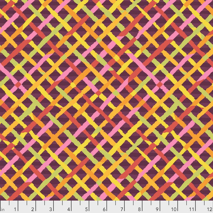 Kaffe Fassett Collective Fabric- Brandon Mably- Mad Plaid PWBM037.MAROON- Half Yard