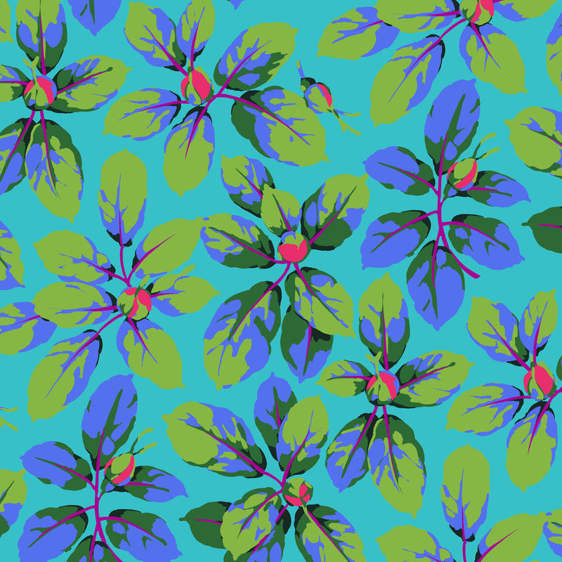 PRE-Order Kaffe Fassett February 2027 Collective- Rose Leaves PWMD005.BLUE- Half Yard