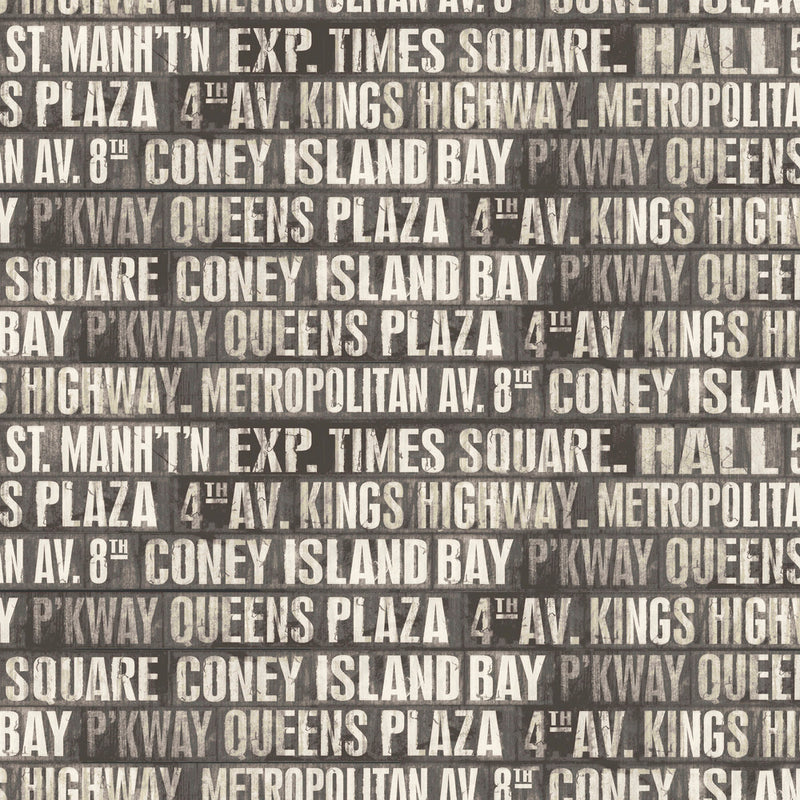 Tim Holtz- Electric Elements- Subway Signs PWTH173.CHARCOAL- Half Yard