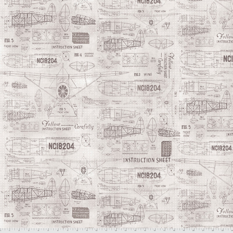 Tim Holtz- Electric Elements- Model Airplanes PWTH174.PARCHMENT- Half Yard