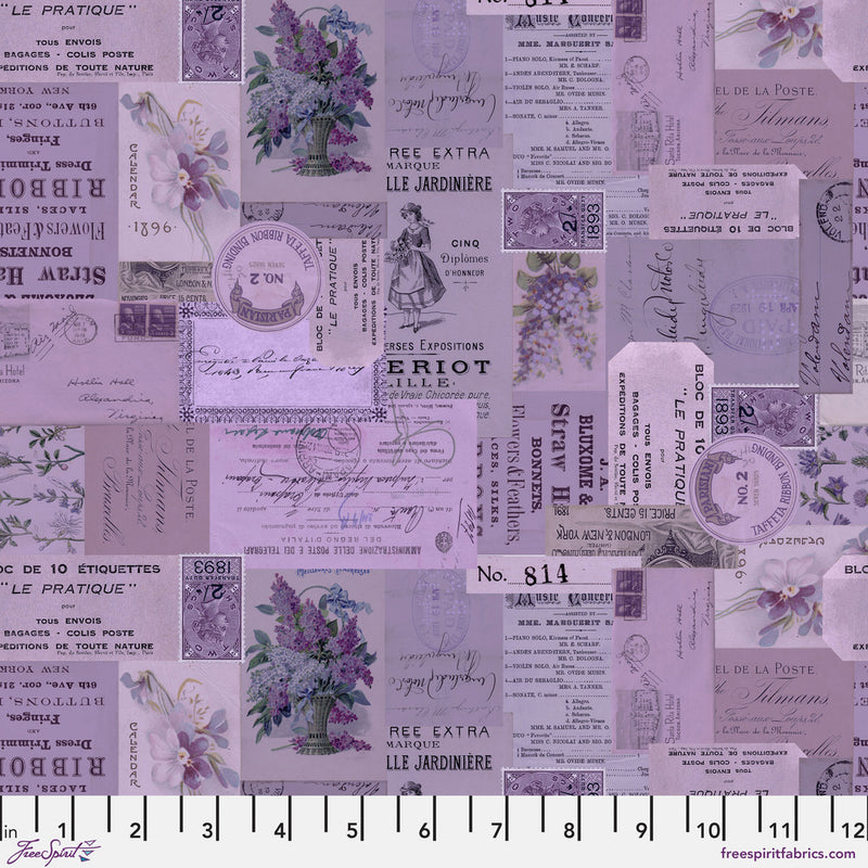 Tim Holtz- Eclectic Elements Palette- Purple Ephemera PWTH305.PURPLE- Half Yard- July 2025