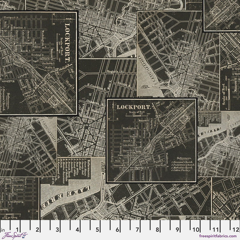 Tim Holtz- Eclectic Elements Palette- Charcoal Map PWTH313.CHARCOAL- Half Yard- August 2025