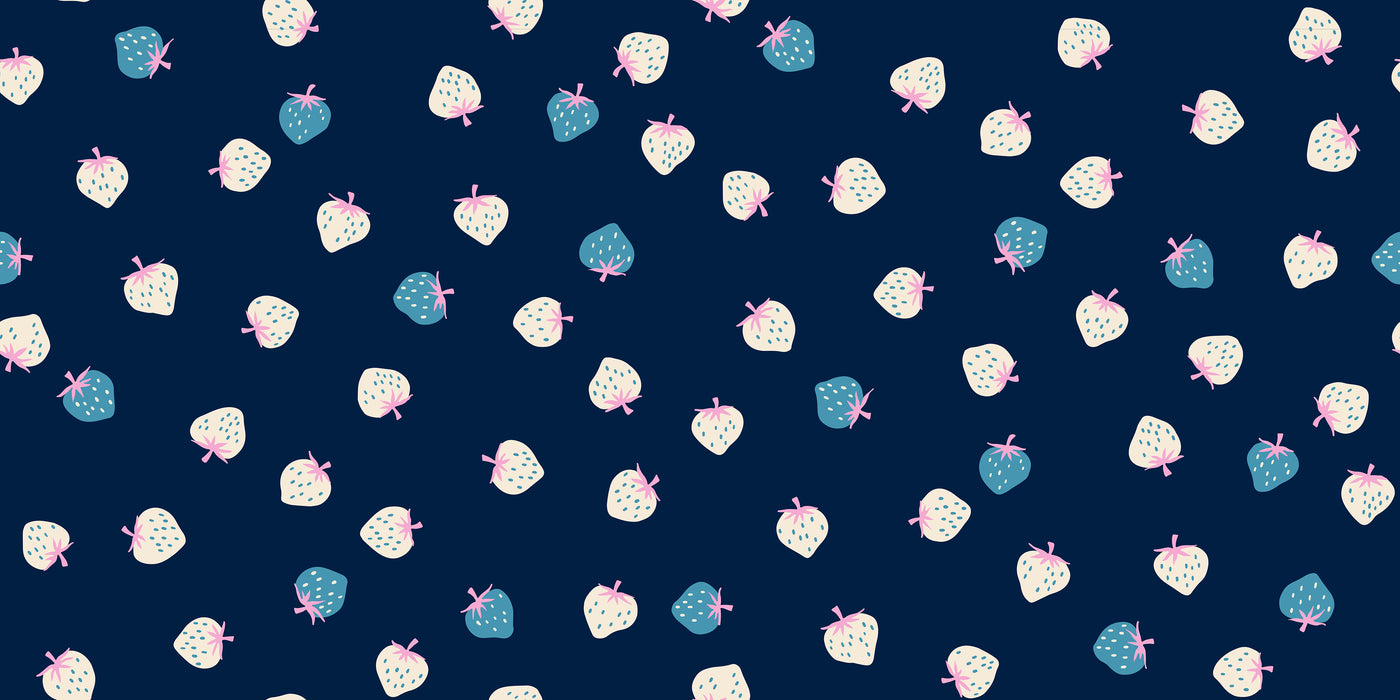 PRE-ORDER Strawberry by Kimberly Kight- Strawberry Navy RS3085 21- Half Yard- May 2025