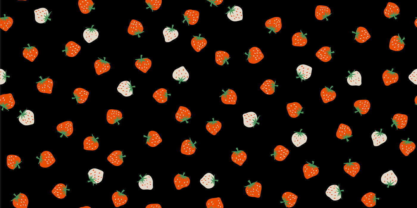 PRE-ORDER Strawberry by Kimberly Kight- Strawberry Black RS3085 22- Half Yard- May 2025