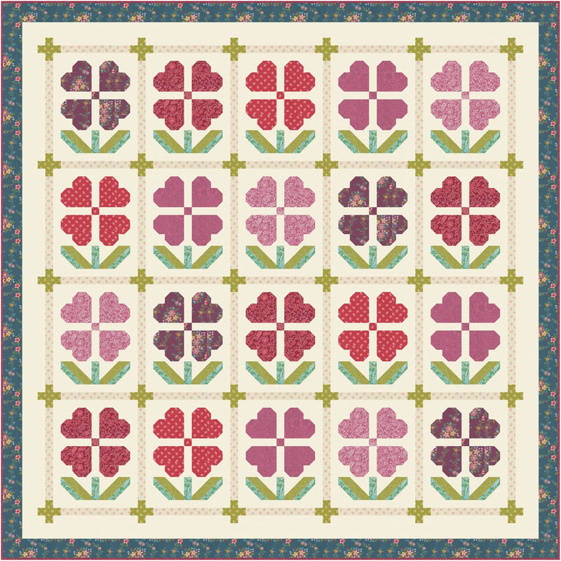 PRE-Order Crystal Manning- Hearts Ablooming Quilt Kit featuring Tilbury Garden- March 2027