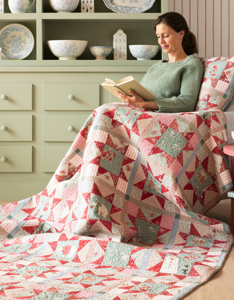 PRE-ORDER Tilda- Christmas Star Quilt Kit- Red/Duck egg featuring Merry Little Christmas- July 2027