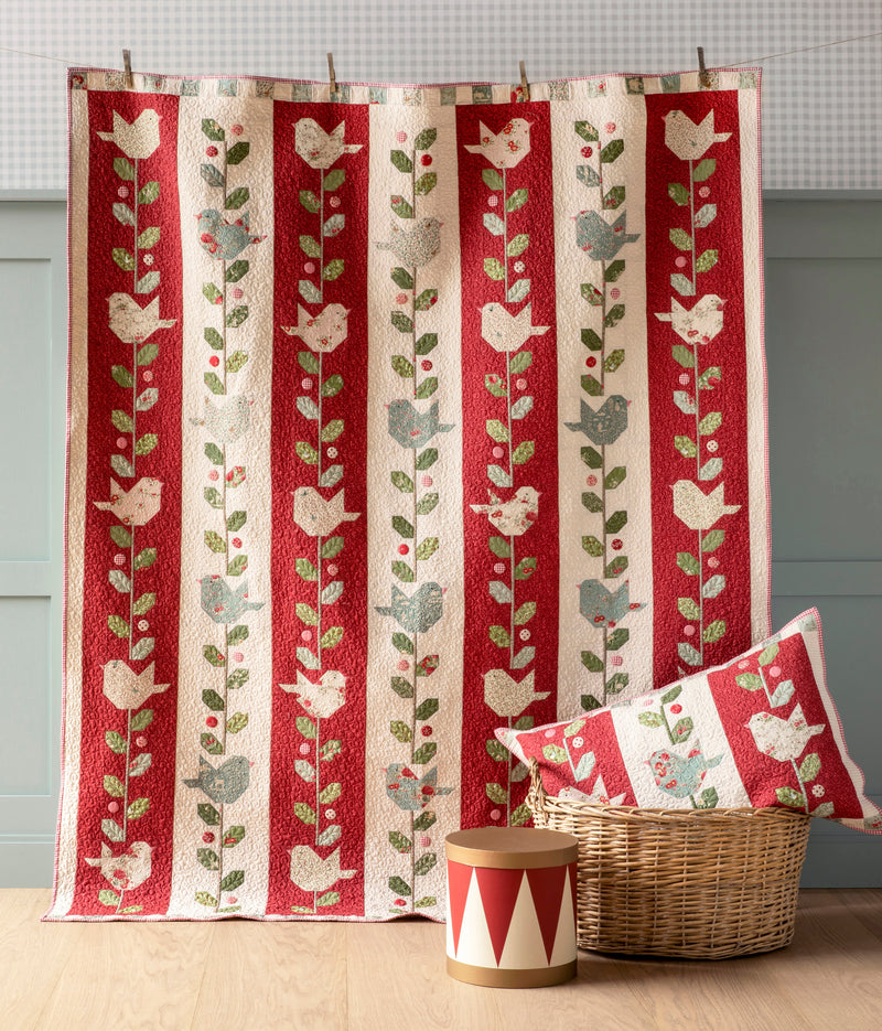 PRE-ORDER Tilda- Winter Birds Quilt Kit-Burgundy featuring Merry Little Christmas- July 2027