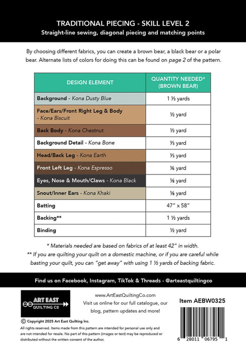 Bear - Wildered Quilt Pattern By Art East Quilting Co. - Modern Fabric Shoppe