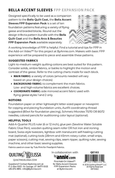 Bella Accent Sleeves - FPP Expansion Pack (for Bella Quilted Coat) - Modern Fabric Shoppe