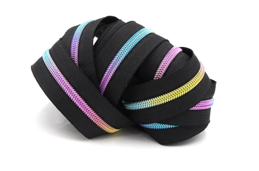 Black - #5 Rainbow Nylon Coil Zipper Tape - Modern Fabric Shoppe