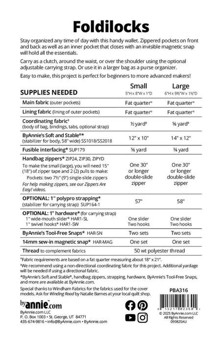 By Annie - Foldilocks Pattern - Modern Fabric Shoppe