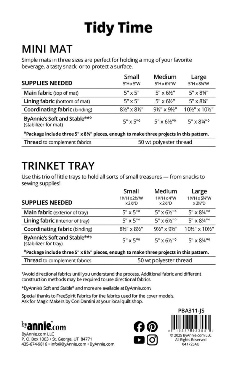 By Annie - Tidy Time Jump Starters Pattern - Modern Fabric Shoppe
