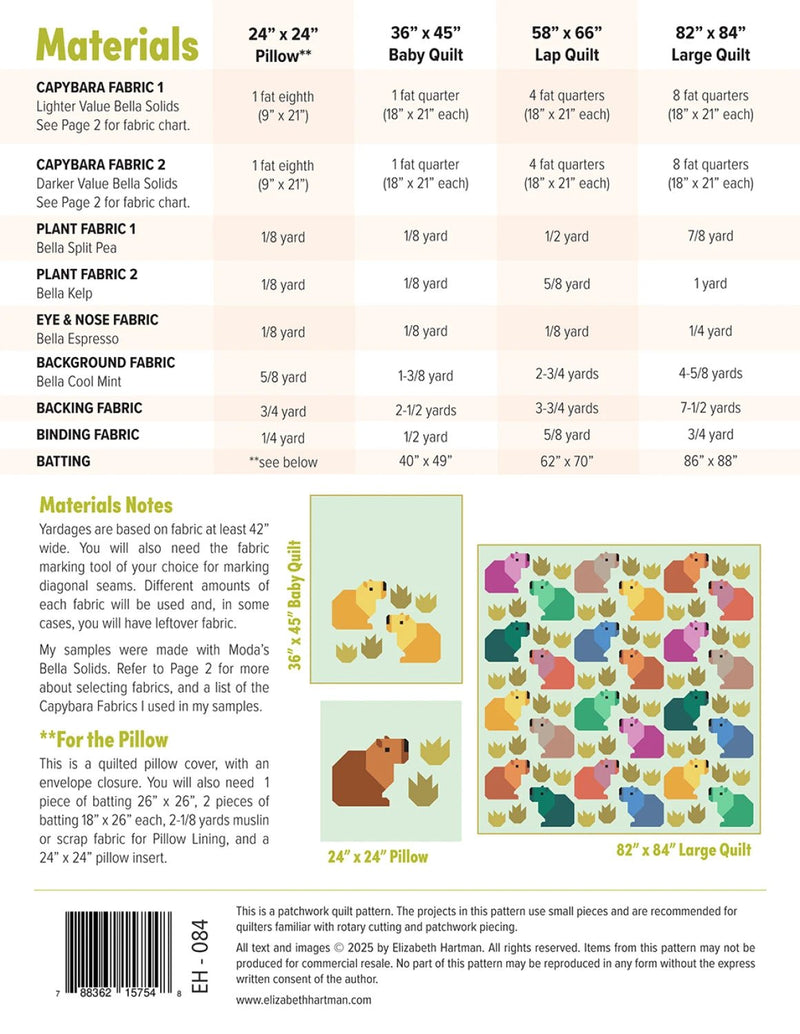 Capybara Club Quilt Pattern By Elizabeth Hartman - Modern Fabric Shoppe