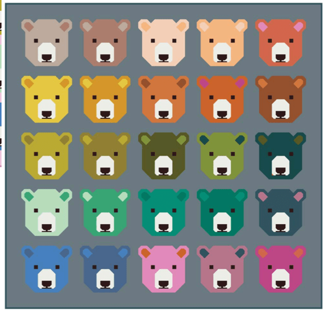 Elizabeth Hartman - Bjorn Bear Quilt Kit - Dark Version featuring Bella Solids - November 2025 - Modern Fabric Shoppe