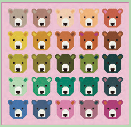 Elizabeth Hartman - Bjorn Bear Quilt Kit - Light Version featuring Bella Solids - November 2025 - Modern Fabric Shoppe