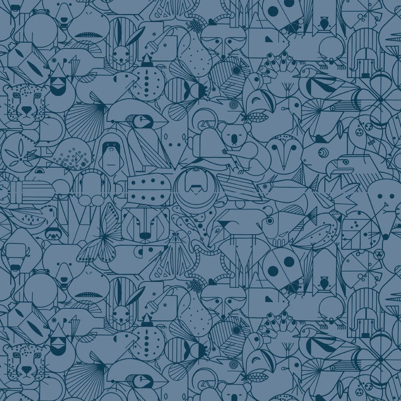 End Papers Vol. 2 by Charley Harper - CH - 300 - DENIM Half Yard - Modern Fabric Shoppe