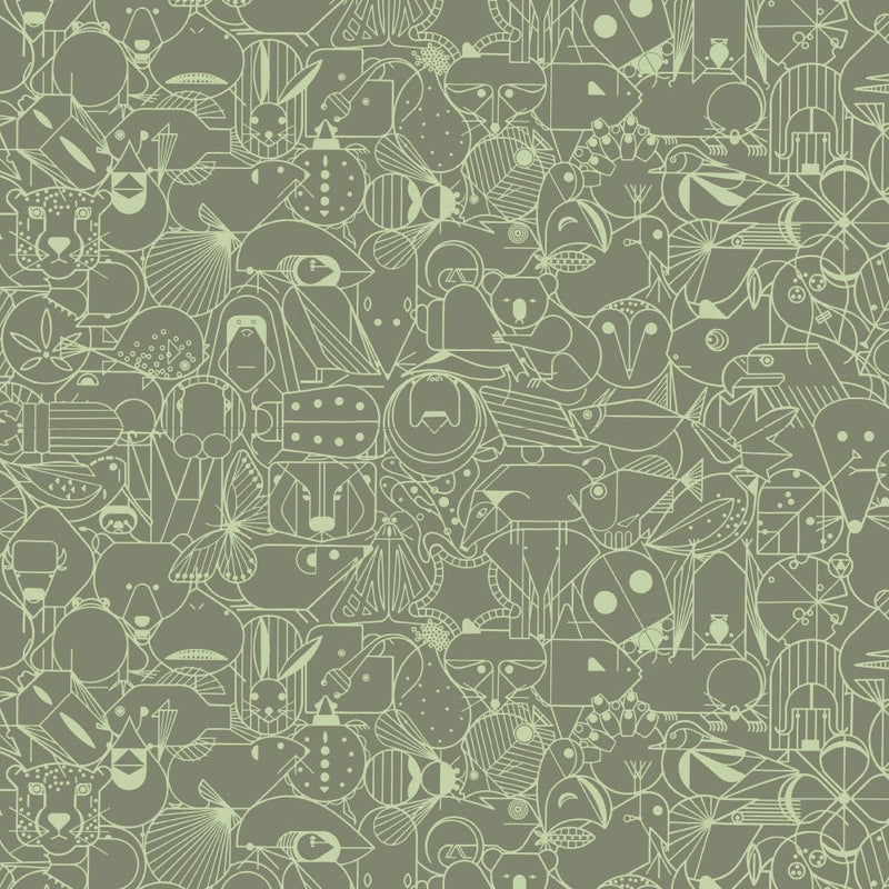 End Papers Vol. 2 by Charley Harper - CH - 300 - JADE Half Yard - Modern Fabric Shoppe