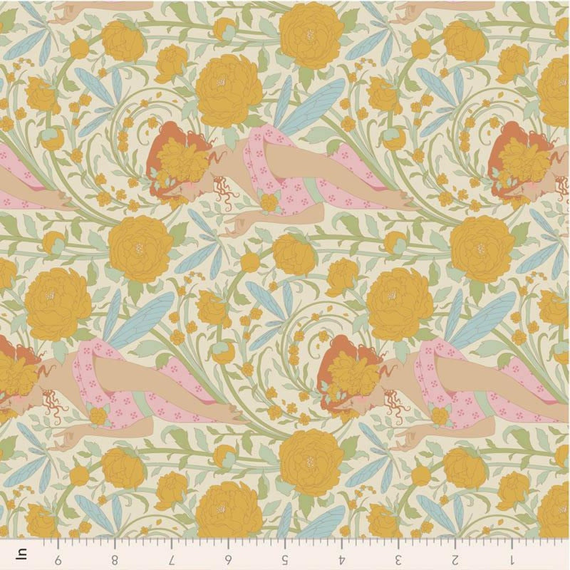 Tilda Songbird- Aubrey TIL100656 Mustard- Half Yard- February 2026