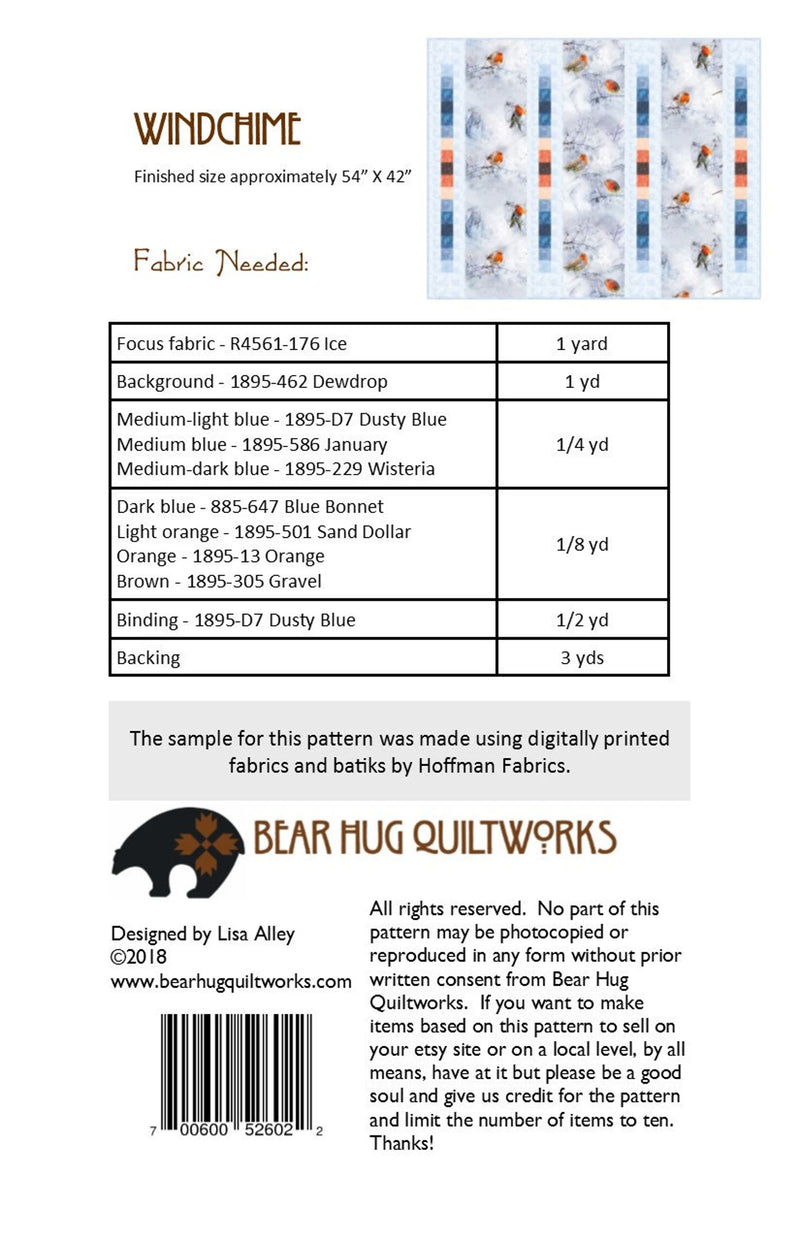 Windchime Quilt Pattern Bear Hugs Quiltworks