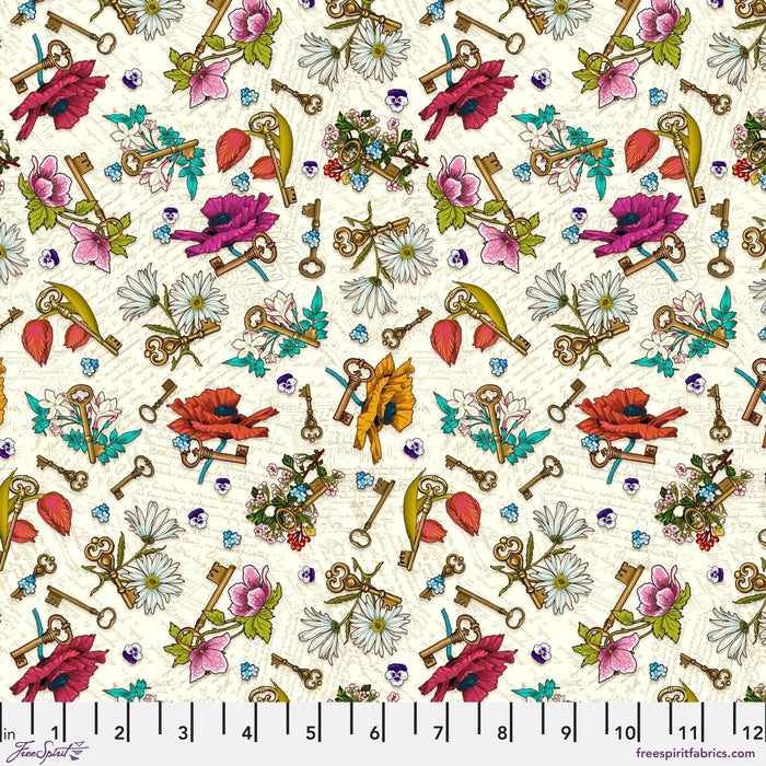 Language of Flowers by Odile Bailloeul - Keys to Secrets PWOB104.CREAM - Half Yard - November 2024 - Modern Fabric Shoppe