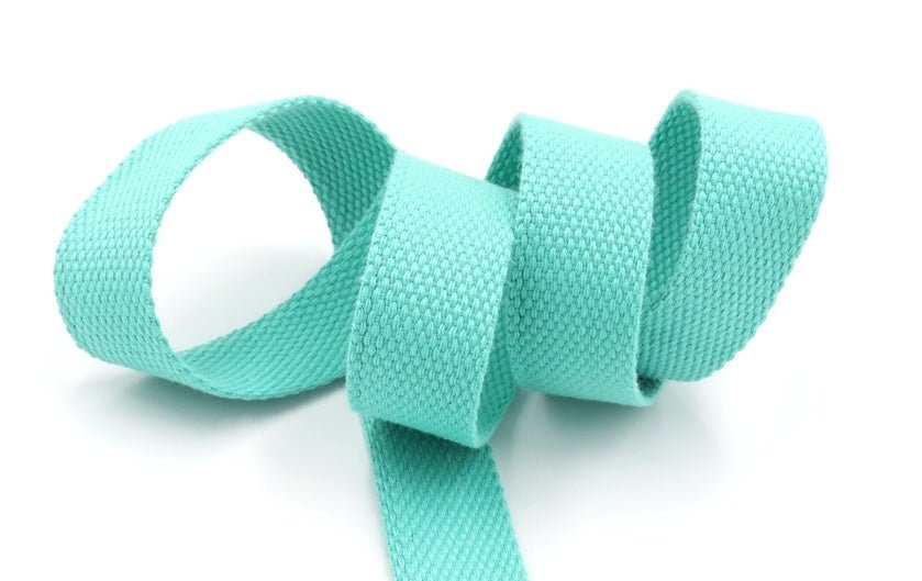 Light Teal Cotton 1 inch (25mm) width Webbing - by the yard - Modern Fabric Shoppe