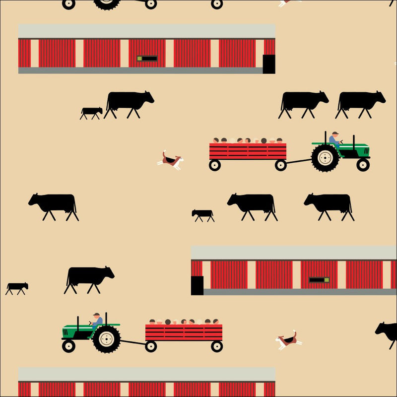 Long Branch by Charley Harper- The Farm CH-467 Cream- Half Yard- October 2026 - Modern Fabric Shoppe