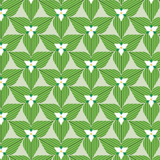 Michigan Audubon by Charlie Harper - Trillium Flowers CH - 395 Half Yard - August 2024 - Modern Fabric Shoppe