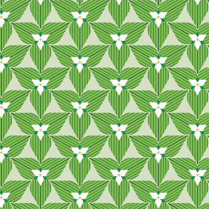 Michigan Audubon by Charlie Harper - Trillium Flowers CH - 395 Half Yard - August 2024 - Modern Fabric Shoppe