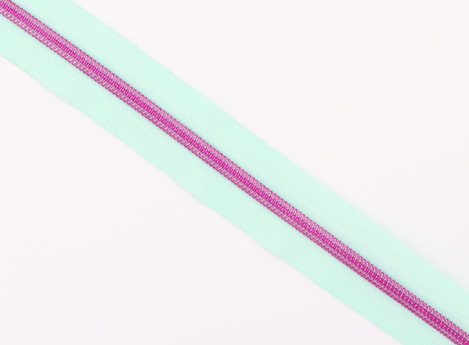 Mint - #5 Pink Nylon Coil Zipper Tape - *Not By Annie - Modern Fabric Shoppe