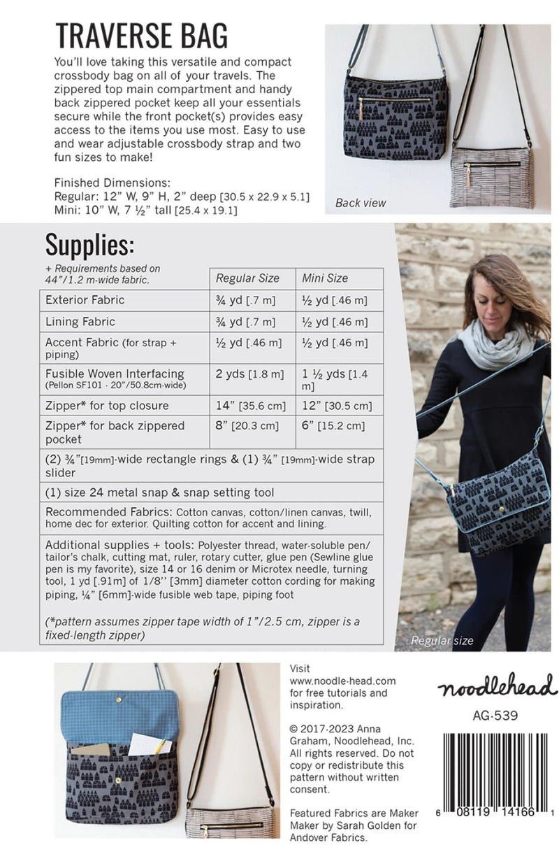 Noodlehead Traverse Bag Pattern - Modern Fabric Shoppe