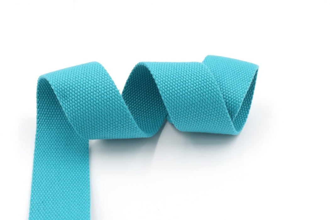 Ocean Aqua Cotton 1 1/2 inch (38mm) width Webbing - by the yard - Modern Fabric Shoppe