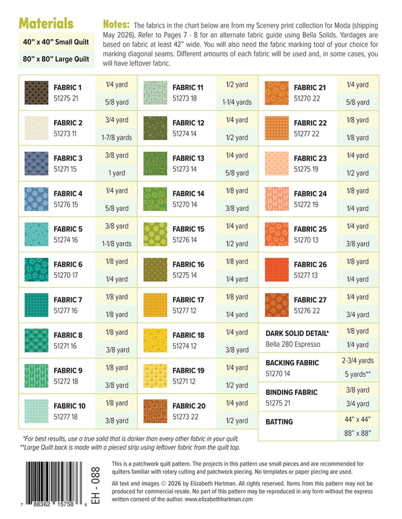 Outdoors Quilt Pattern By Elizabeth Hartman - Modern Fabric Shoppe