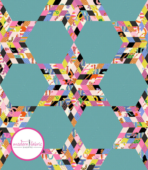 PRE - ORDER Alexia Marcelle Abegg - Hexi Stars Quilt Kit featuring ooh Lucky Lucky - March 2025 - Modern Fabric Shoppe