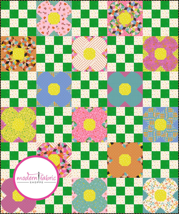 PRE - ORDER Alexia Marcelle Abegg - Poppin Posies Quilt Kit featuring ooh Lucky Lucky - March 2025 - Modern Fabric Shoppe