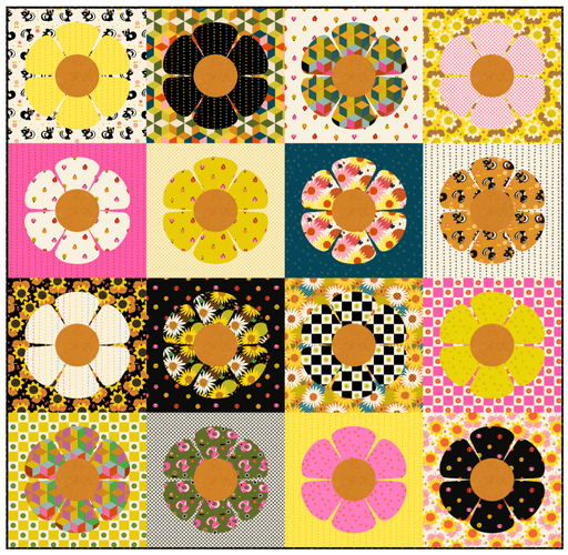 PRE-Order Alexia Marcelle Abegg- Retro Daisy Quilt Kit featuring Daisy Days- April 2027 - Modern Fabric Shoppe